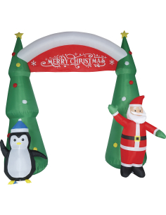 Arche de Noël gonflable lumineuse 300 cm avec Père Noël et pingouin 2