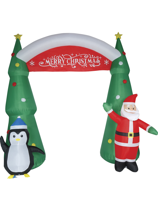 Arche de Noël gonflable lumineuse 300 cm avec Père Noël et pingouin