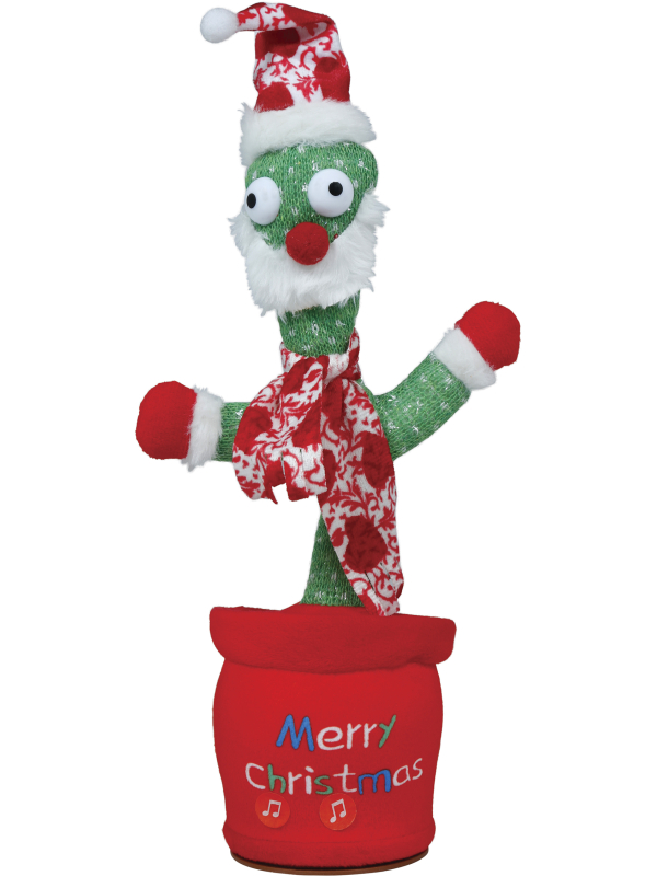 Cactus de Noël animé et sonore qui répète la voix – 40 cm