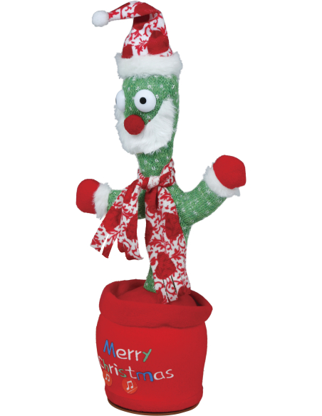 Cactus de Noël animé et sonore qui répète la voix – 40 cm
