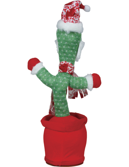 Cactus de Noël animé et sonore qui répète la voix – 40 cm