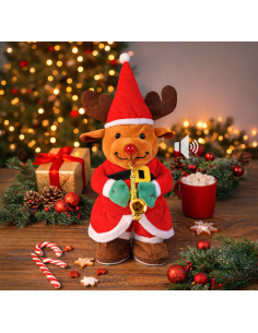 Automate renne de Noël animé et sonore qui répète la voix – 40 cm
