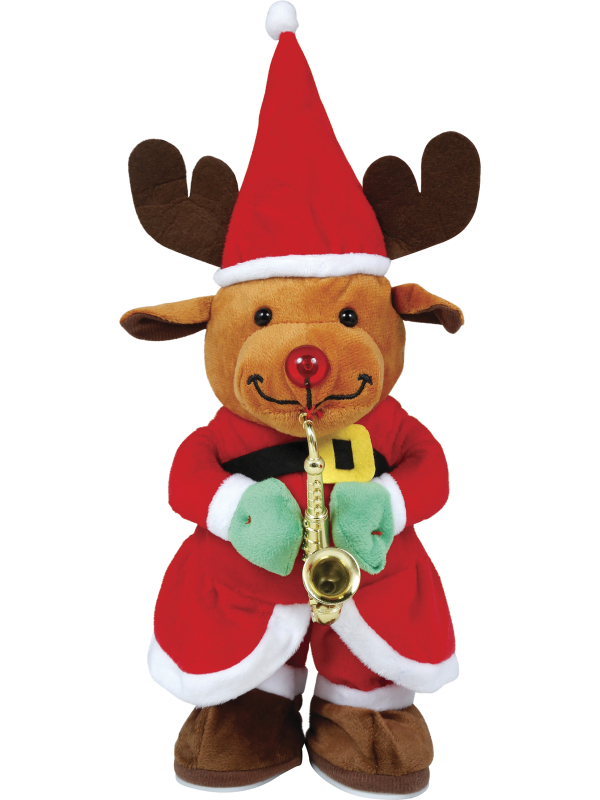 Automate renne de Noël animé et sonore qui répète la voix – 40 cm