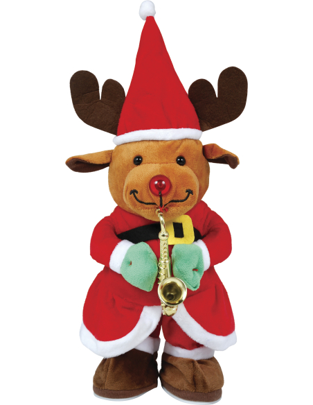 Automate renne de Noël animé et sonore qui répète la voix – 40 cm