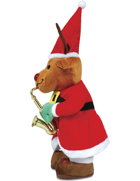 Automate renne de Noël animé et sonore qui répète la voix – 40 cm