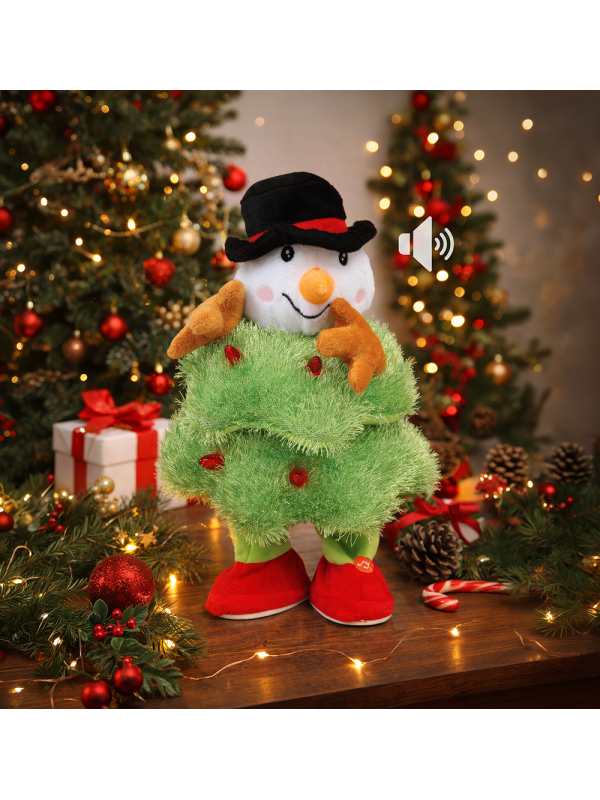 Bonhomme de neige sapin de Noël qui répète la voix – 30 cm
