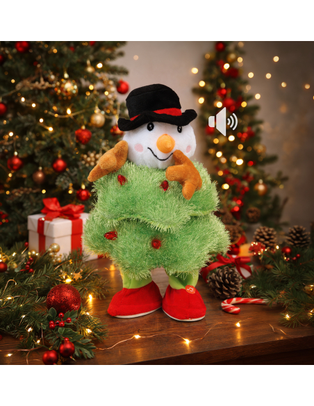 Bonhomme de neige sapin de Noël qui répète la voix – 30 cm