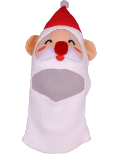 Cagoule de Père Noël rouge et blanche avec barbe tricotée 2