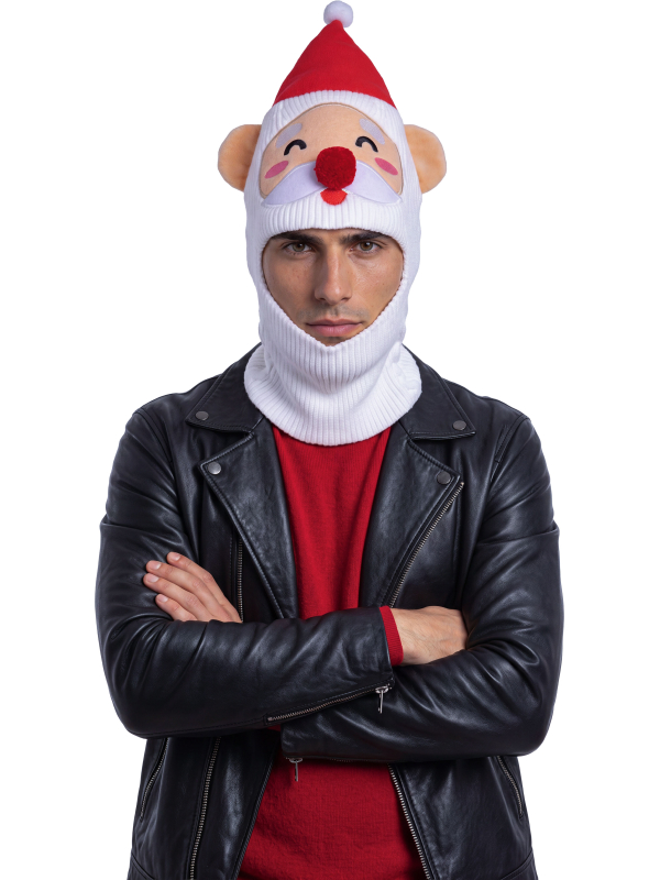 Cagoule Père Noël adulte blanche – taille unique