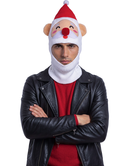Cagoule Père Noël adulte blanche – taille unique