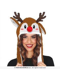 Bonnet renne de Noël avec oreilles qui se redressent