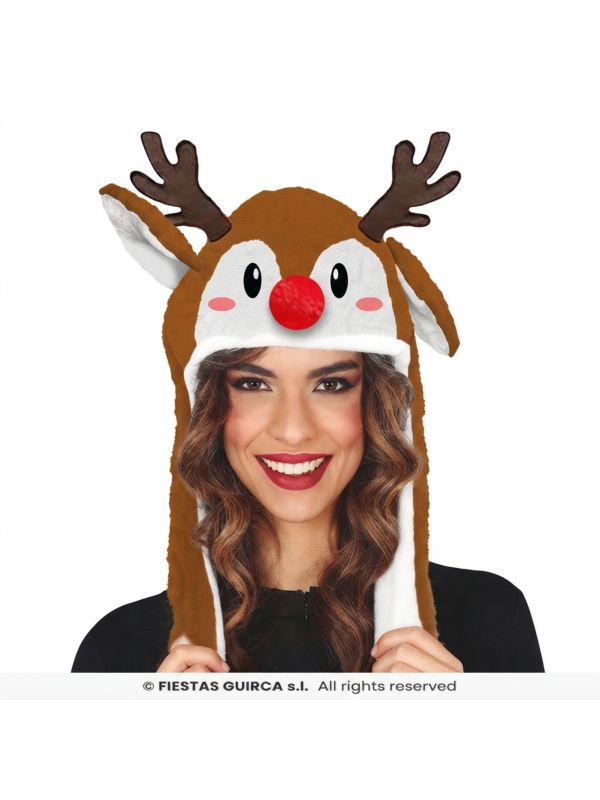Bonnet renne de Noël avec oreilles qui se redressent