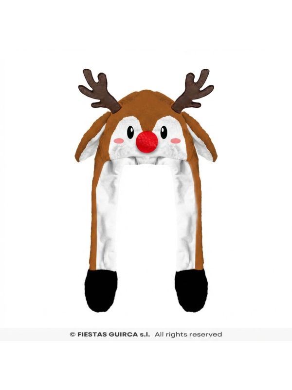 Bonnet renne de Noël avec oreilles qui se redressent