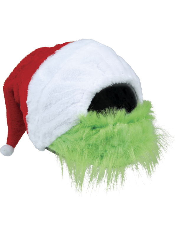 Housse de casque Père Noël à barbe verte – rouge et blanche