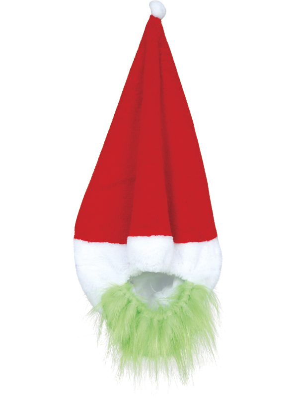 Housse de casque Père Noël à barbe verte – rouge et blanche