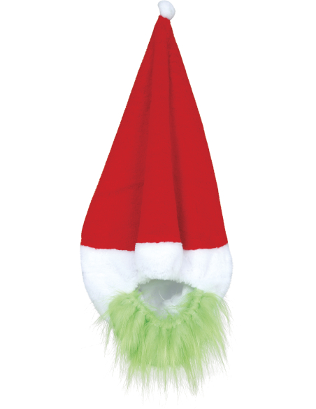 Housse de casque Père Noël à barbe verte – rouge et blanche