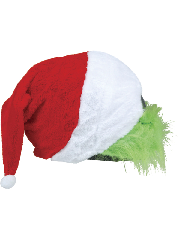 Housse de casque Père Noël à barbe verte – rouge et blanche