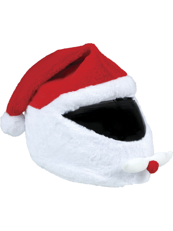 Couvre-casque de moto Père Noël rouge et blanc
