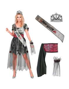 Déguisement reine de promo zombie femme gris Halloween