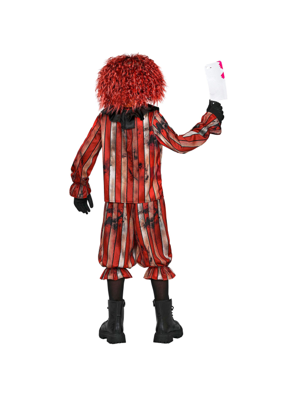 Déguisement clown maléfique garçon rouge et noir en polyester