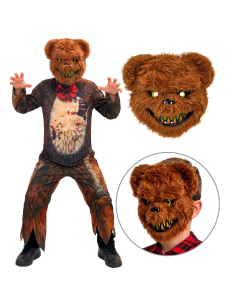 Déguisement ourson zombie garçon marron avec masque d’ours 2