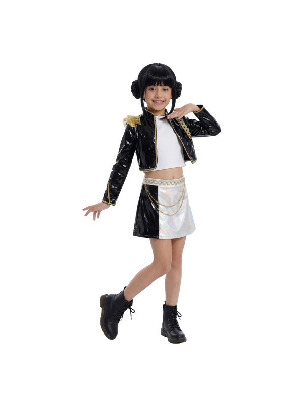 Perruque K-pop enfant noire à double chignon et frange