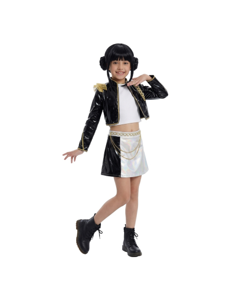 Perruque K-pop enfant noire à double chignon et frange