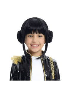 Perruque K-pop enfant noire à double chignon et frange