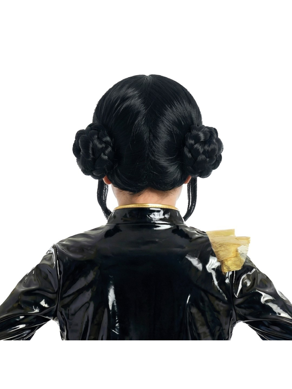 Perruque K-pop enfant noire à double chignon et frange