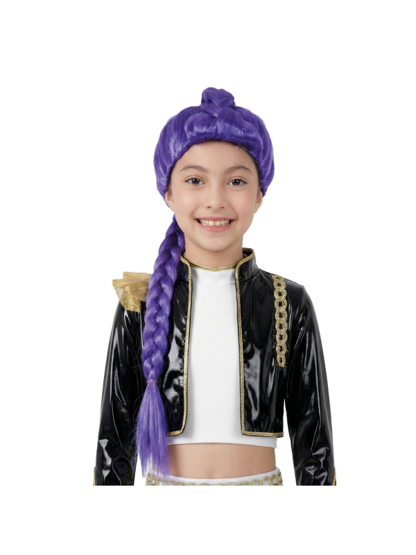 Perruque K-pop enfant violette à longue tresse
