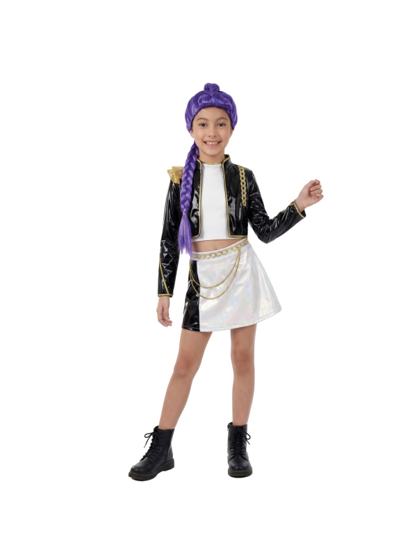 Perruque K-pop enfant violette à longue tresse