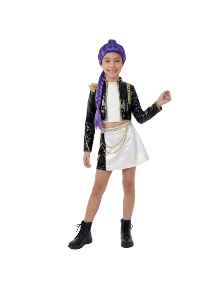 Perruque K-pop enfant violette à longue tresse