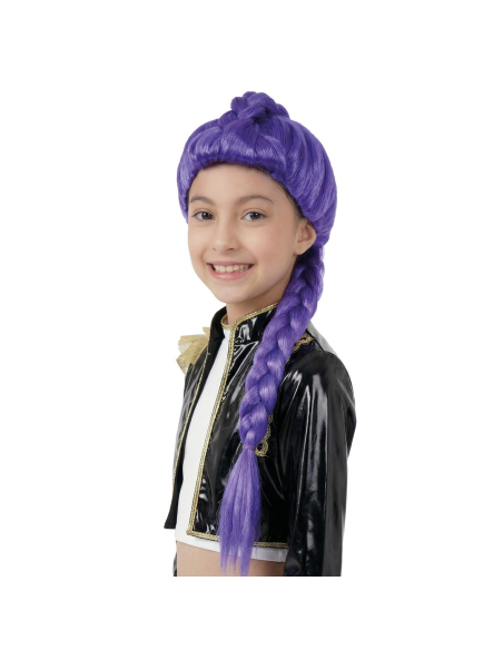 Perruque K-pop enfant violette à longue tresse