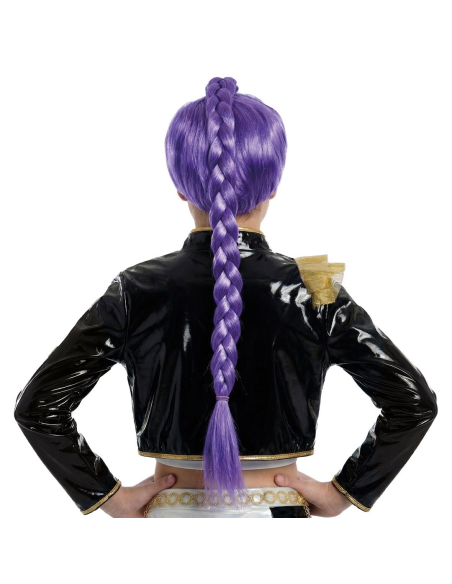 Perruque K-pop enfant violette à longue tresse