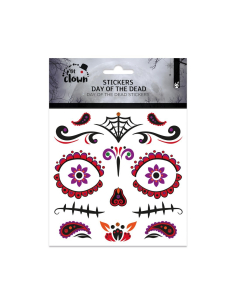 Stickers visage Día de los Muertos avec strass et paillettes – modèle aléatoire 2