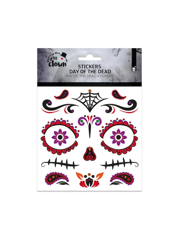 Stickers visage Día de los Muertos avec strass et paillettes – modèle aléatoire