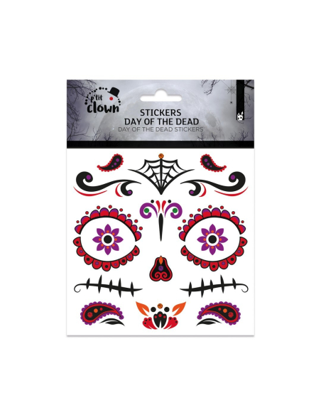 Stickers visage Día de los Muertos avec strass et paillettes – modèle aléatoire