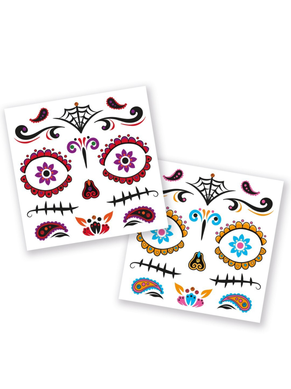 Stickers visage Día de los Muertos avec strass et paillettes – modèle aléatoire