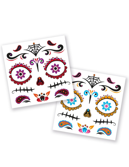 Stickers visage Día de los Muertos avec strass et paillettes – modèle aléatoire