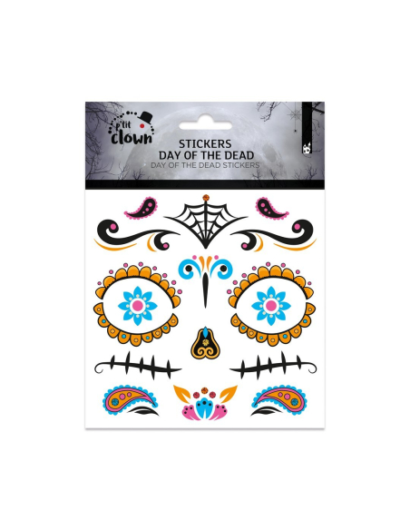 Stickers visage Día de los Muertos avec strass et paillettes – modèle aléatoire