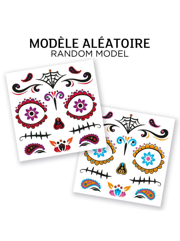 Stickers visage Día de los Muertos avec strass et paillettes – modèle aléatoire