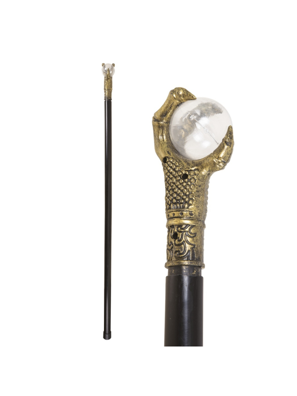 Canne de sorcier 87 cm avec boule effet cristal et griffes