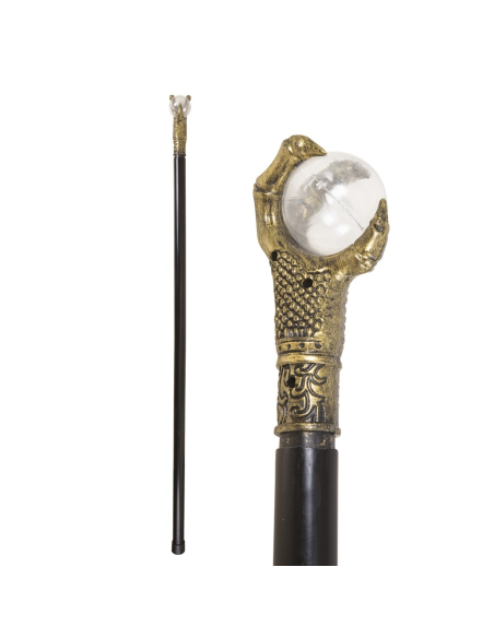 Canne de sorcier 87 cm avec boule effet cristal et griffes