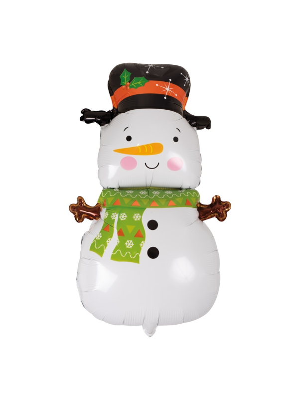 Ballon bonhomme de neige Noël 40 x 60 cm – air ou hélium