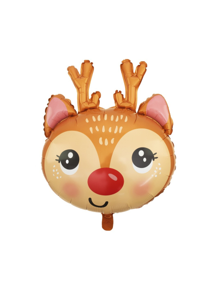 Ballon renne de Noël 42 x 55 cm – air ou hélium