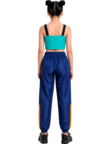 Déguisement K-pop Lotus Lite femme bleu et turquoise vue de dos