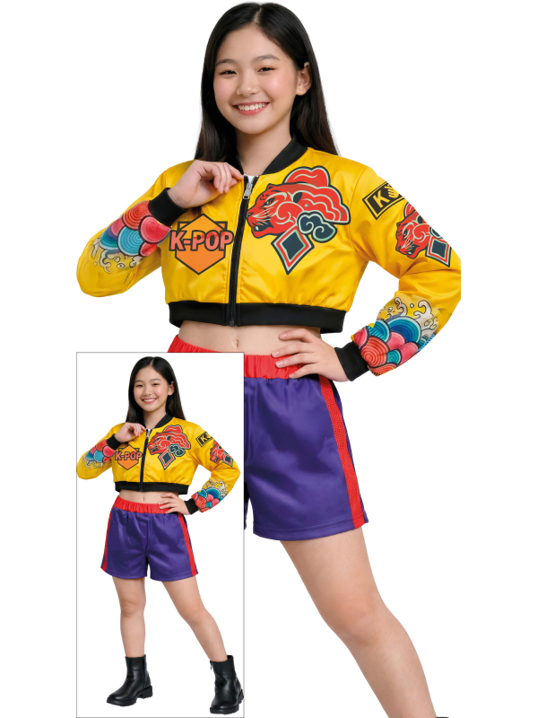 Déguisement K-pop Nova Lite fille veste jaune et short violet