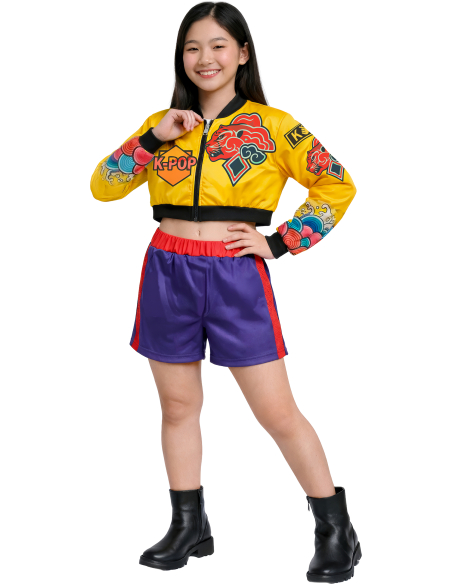 Déguisement K-pop Nova Lite fille veste jaune et short violet