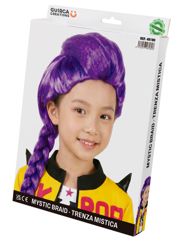 Perruque K-pop enfant violette à longue tresse – Mystic Braid