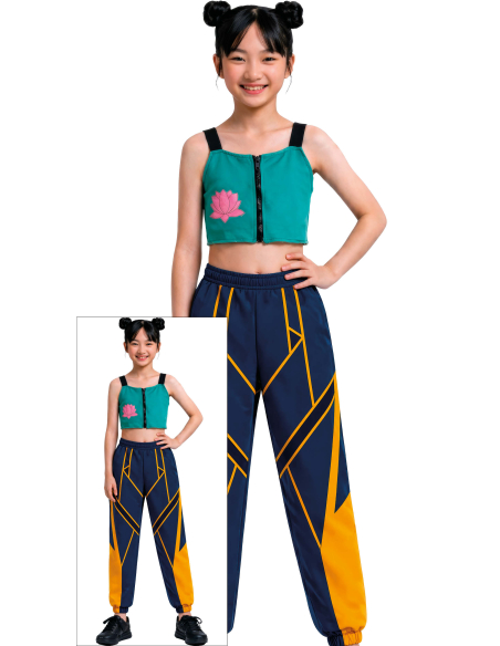 Déguisement K-pop Lotus Lite fille – haut turquoise et pantalon